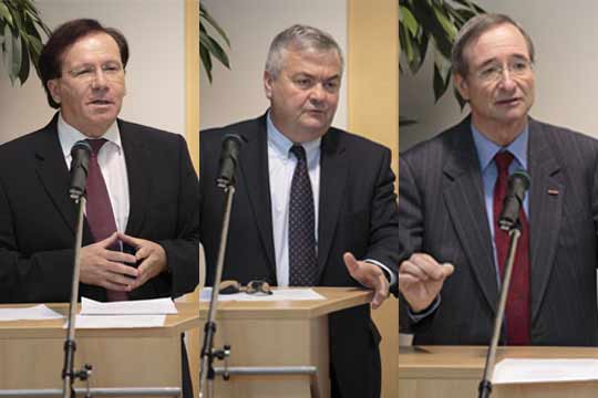 Vereinsvorsitzender Franz Seiwald, AKOÖ Präsident Johann Kalliauer, WKO Präsident Christoph Leitl